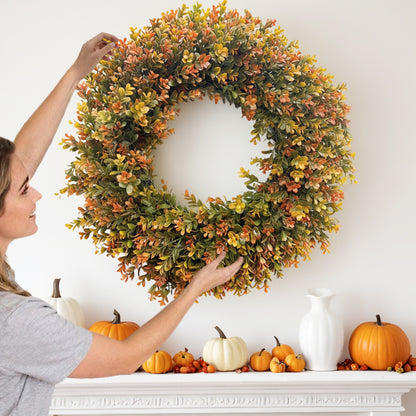 Thanksgiving Boxwood Wreath Door Hanging Porch Home Fireplace Hanging Decorative Wreath