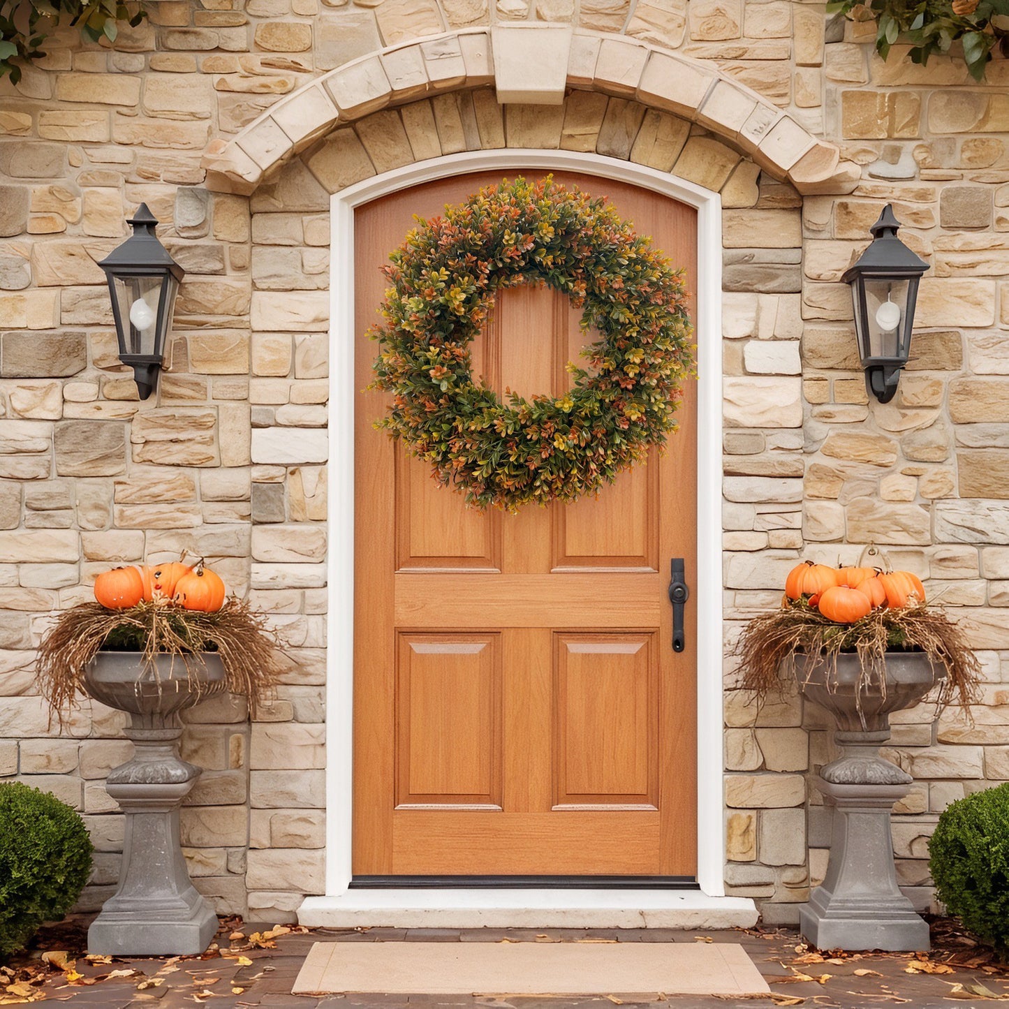 Thanksgiving Boxwood Wreath Door Hanging Porch Home Fireplace Hanging Decorative Wreath